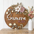 Floral Wooden Name Sign - Boho Decor