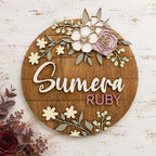 Floral Wooden Name Sign - Boho Decor