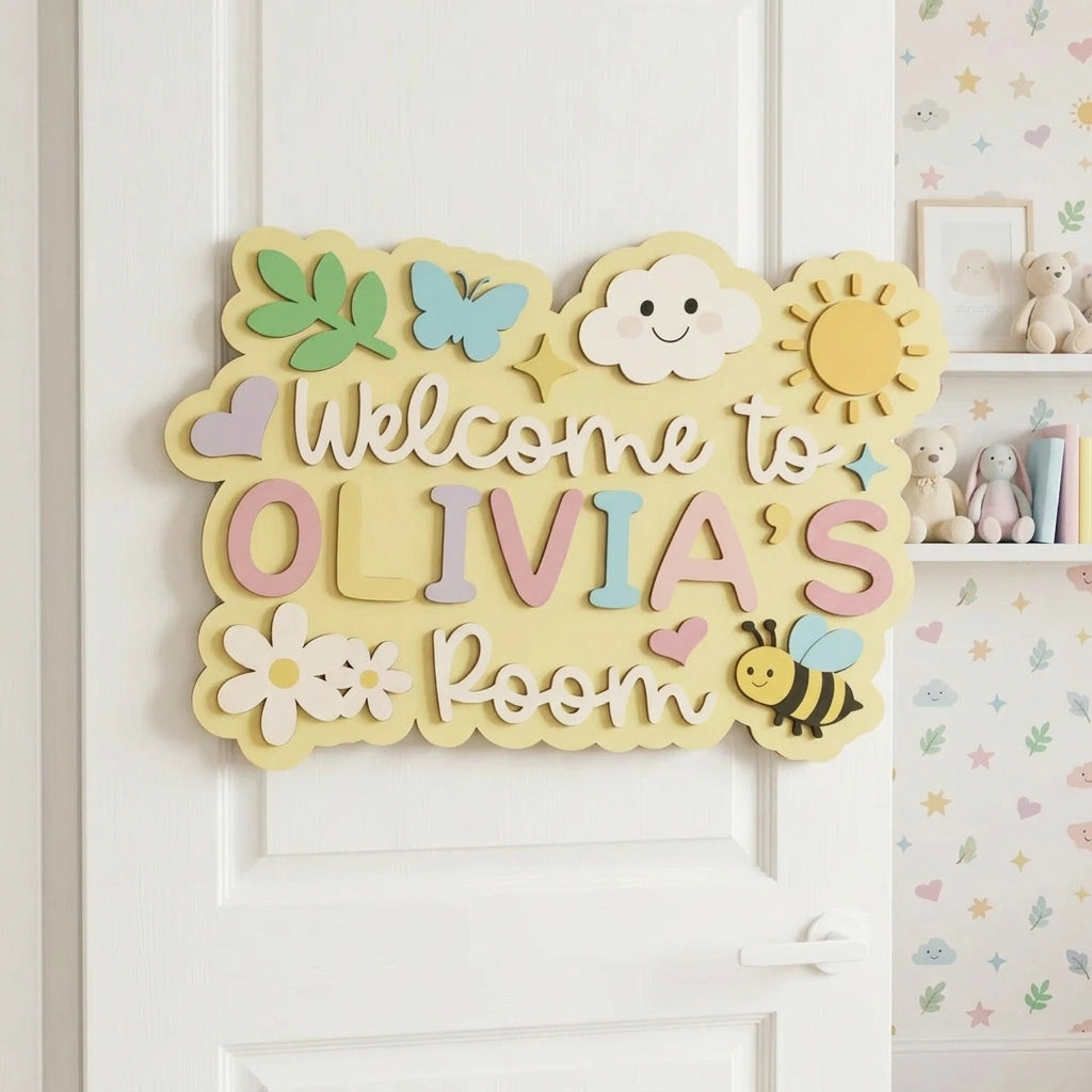 Sunshine Welcome Bedroom Door Sign