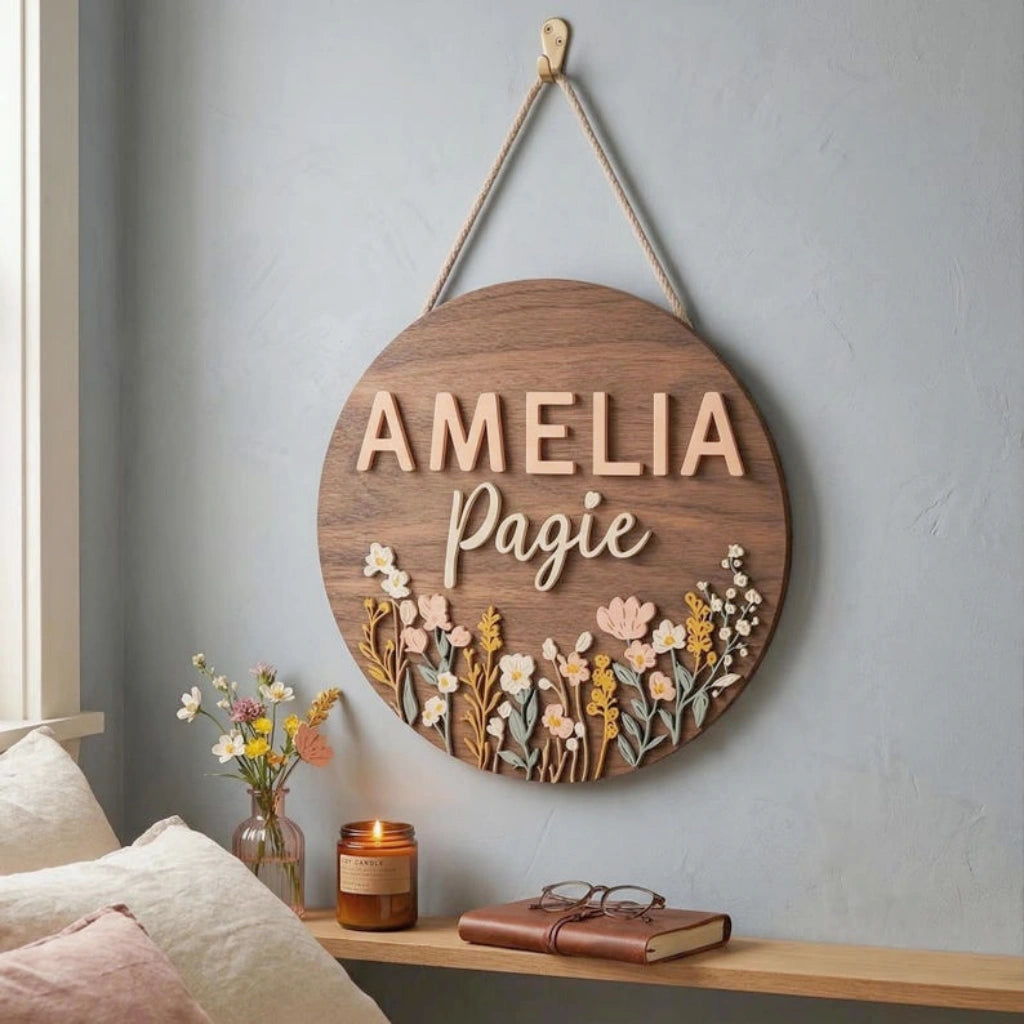 Wildflower Nursery Name Sign