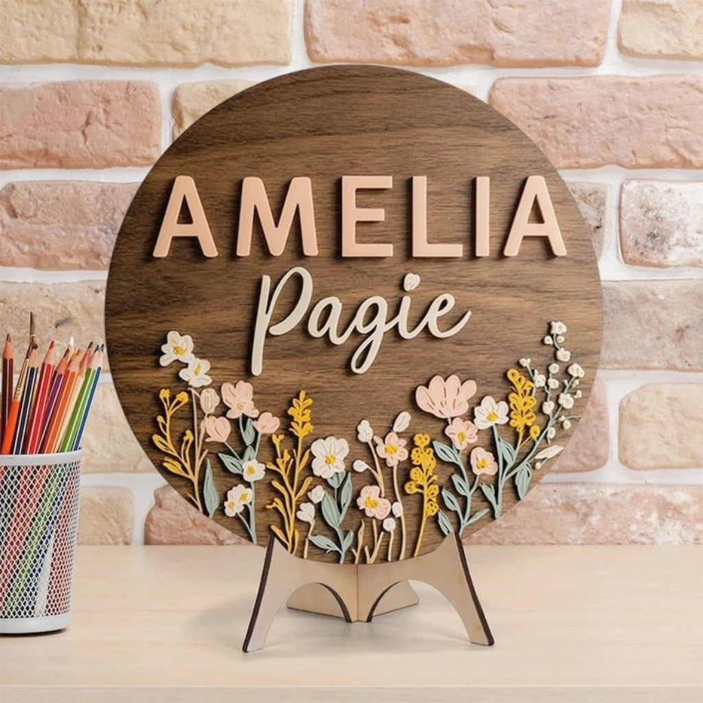 Wildflower Nursery Name Sign