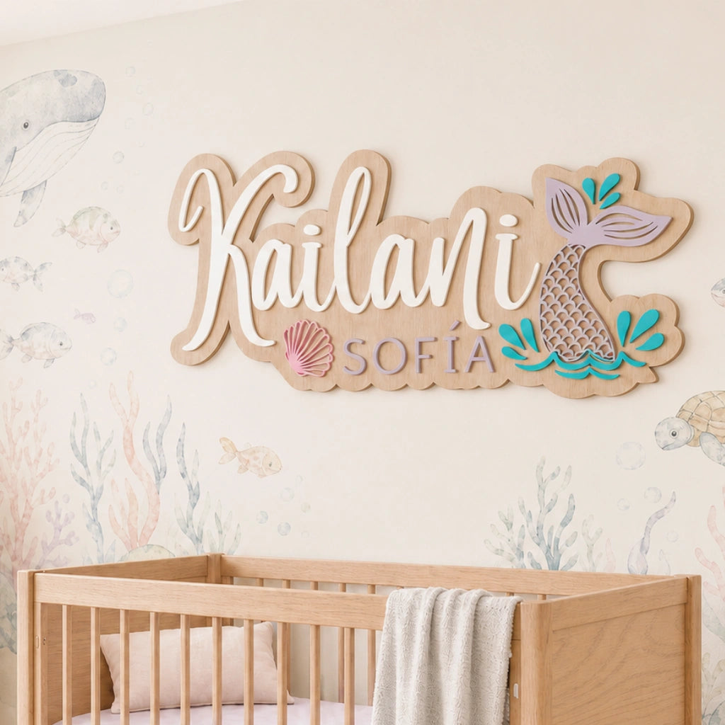 Custom Mermaid Baby Name Sign