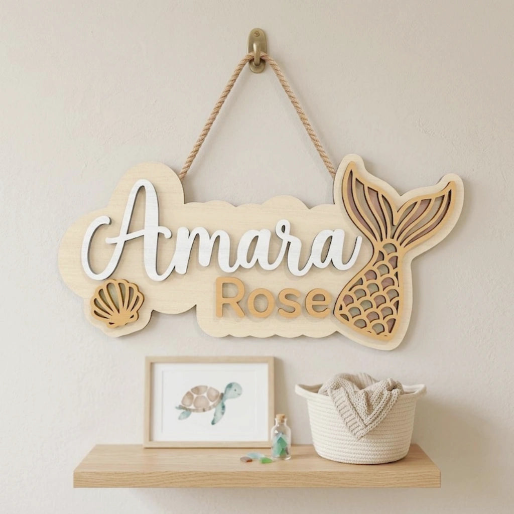 Mermaid Baby Door Sign | Gold