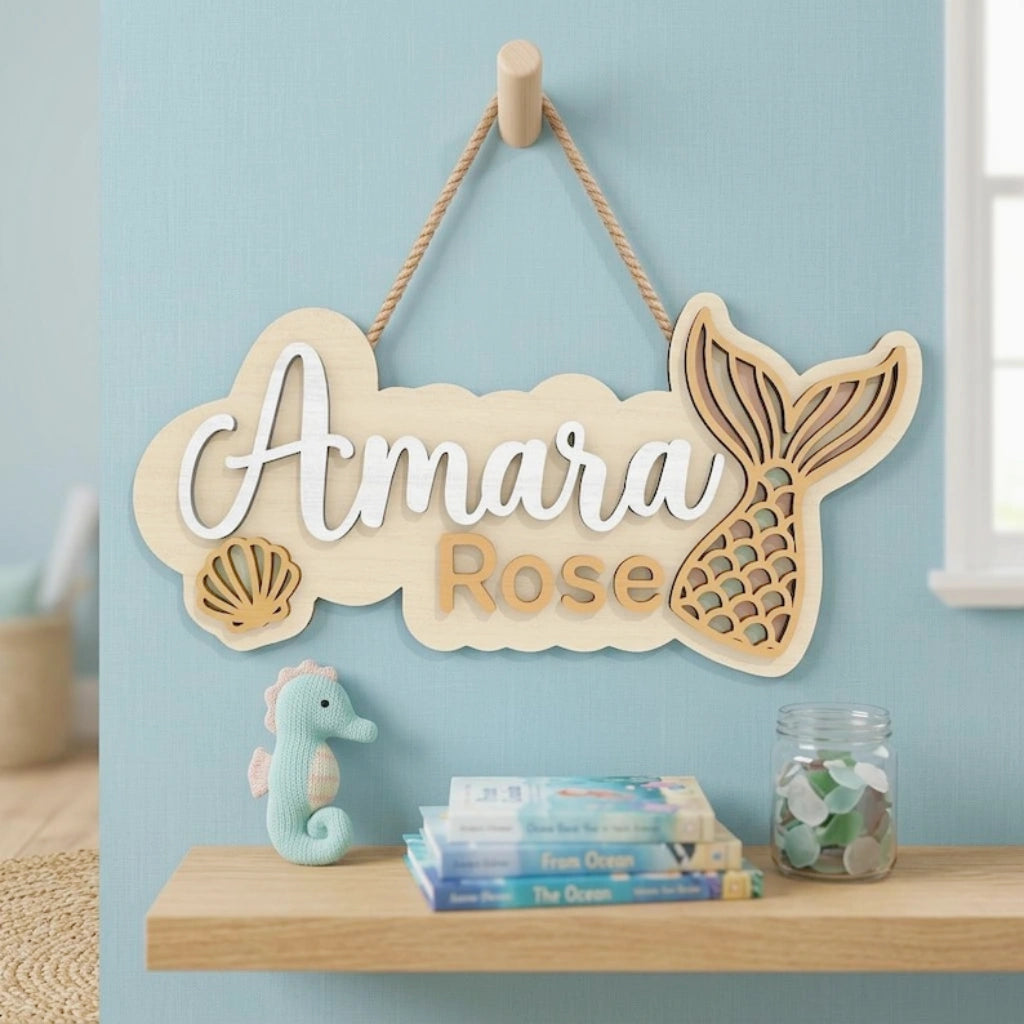 Mermaid Baby Door Sign | Gold