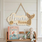 Mermaid Baby Door Sign | Gold