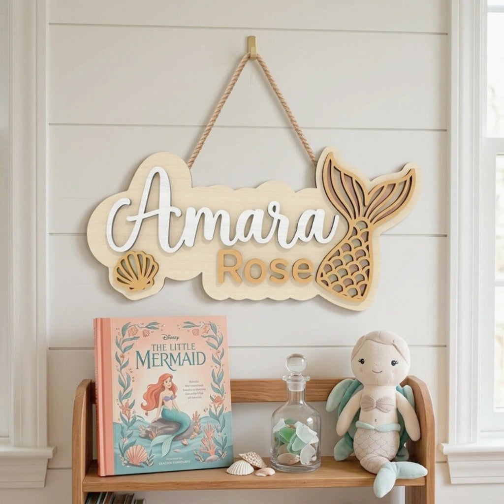 Mermaid Baby Door Sign | Gold