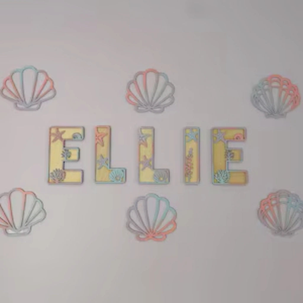 Mermaid Themed Initial Name Sign | Nautical Decor