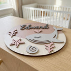 Whale Nursery Name Sign | Pink