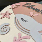 Whale Nursery Name Sign | Pink