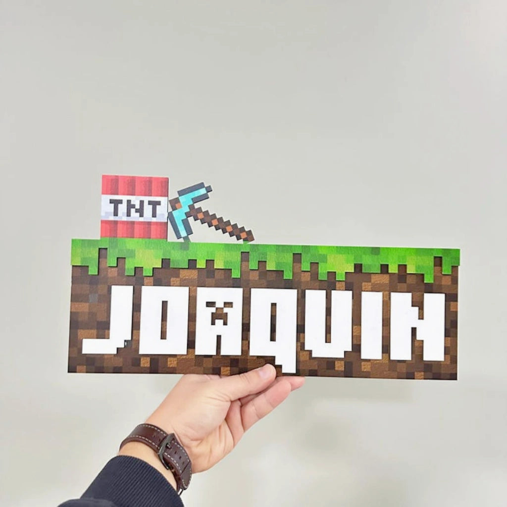 Minecraft Style Door Name Sign | Kids Room Decor