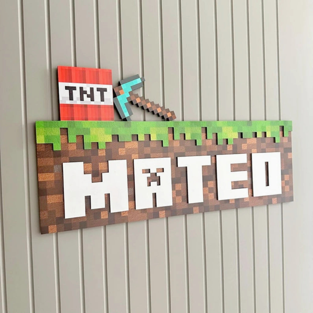 Minecraft Style Door Name Sign | Kids Room Decor