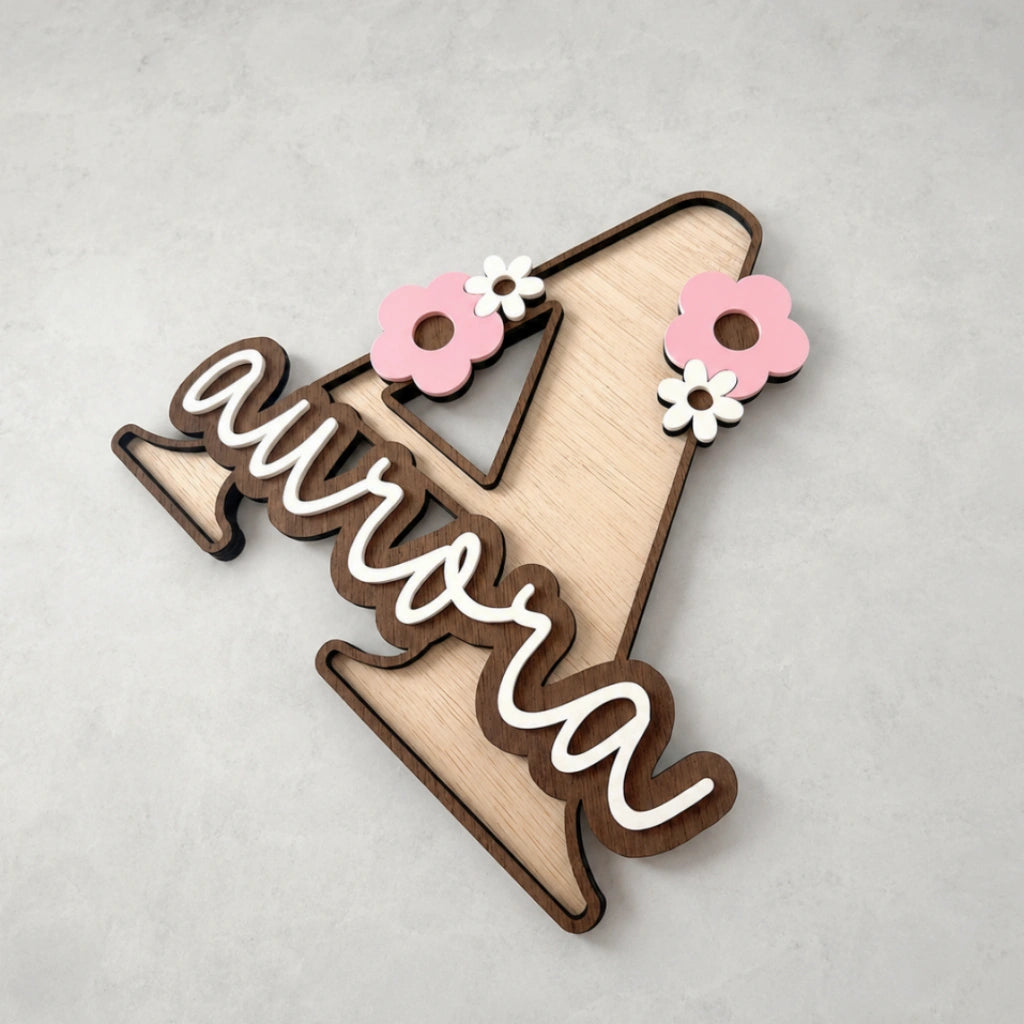 Initial Floral Letter Name Sign