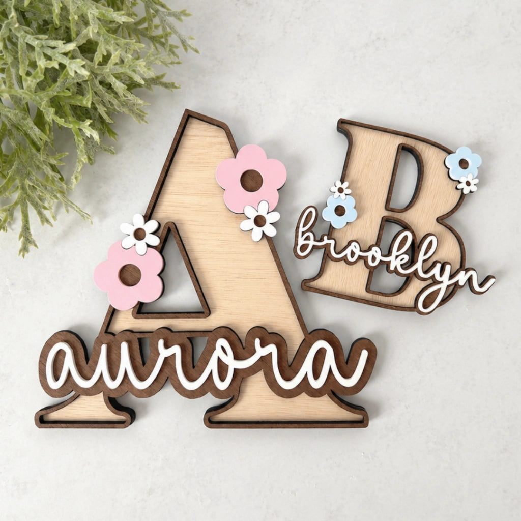 Initial Floral Letter Name Sign