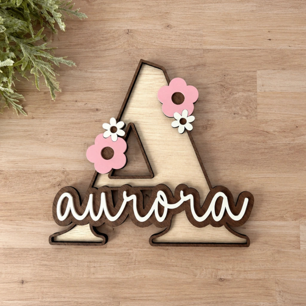 Initial Floral Letter Name Sign