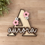 Initial Floral Letter Name Sign