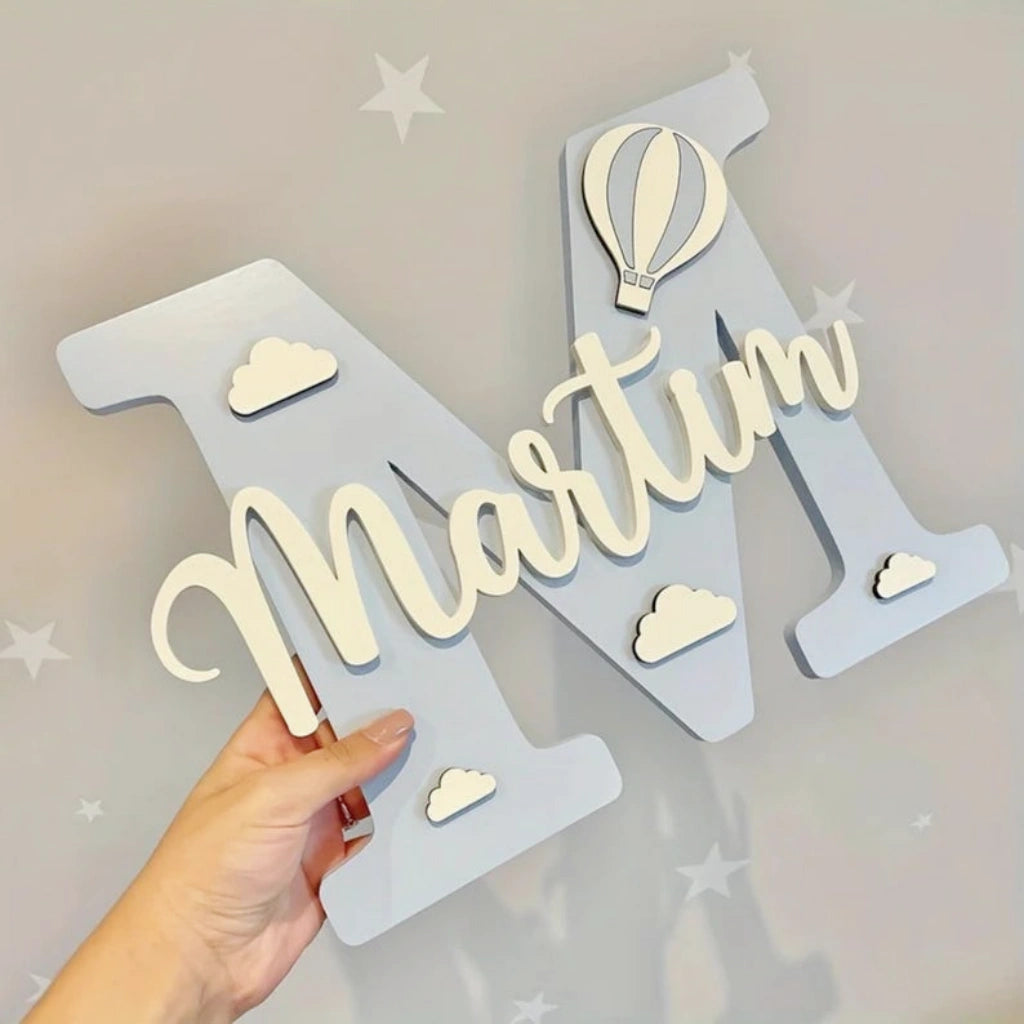 Hot Air Balloon Door Sign with Initial