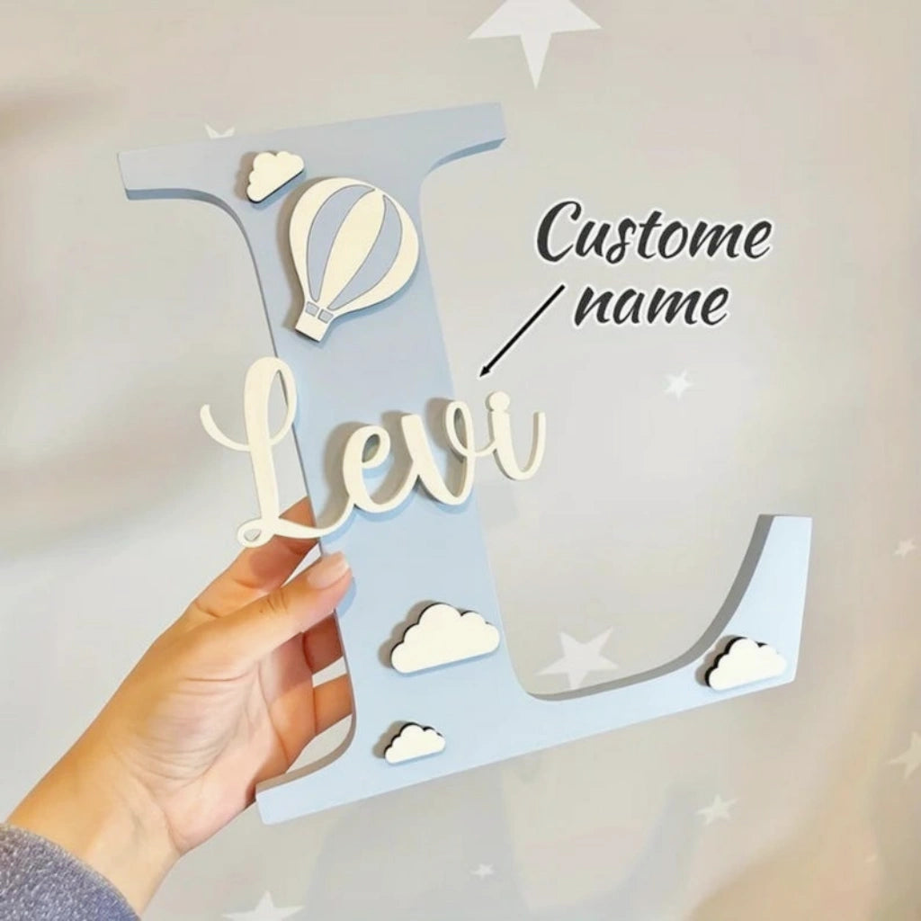Hot Air Balloon Door Sign with Initial