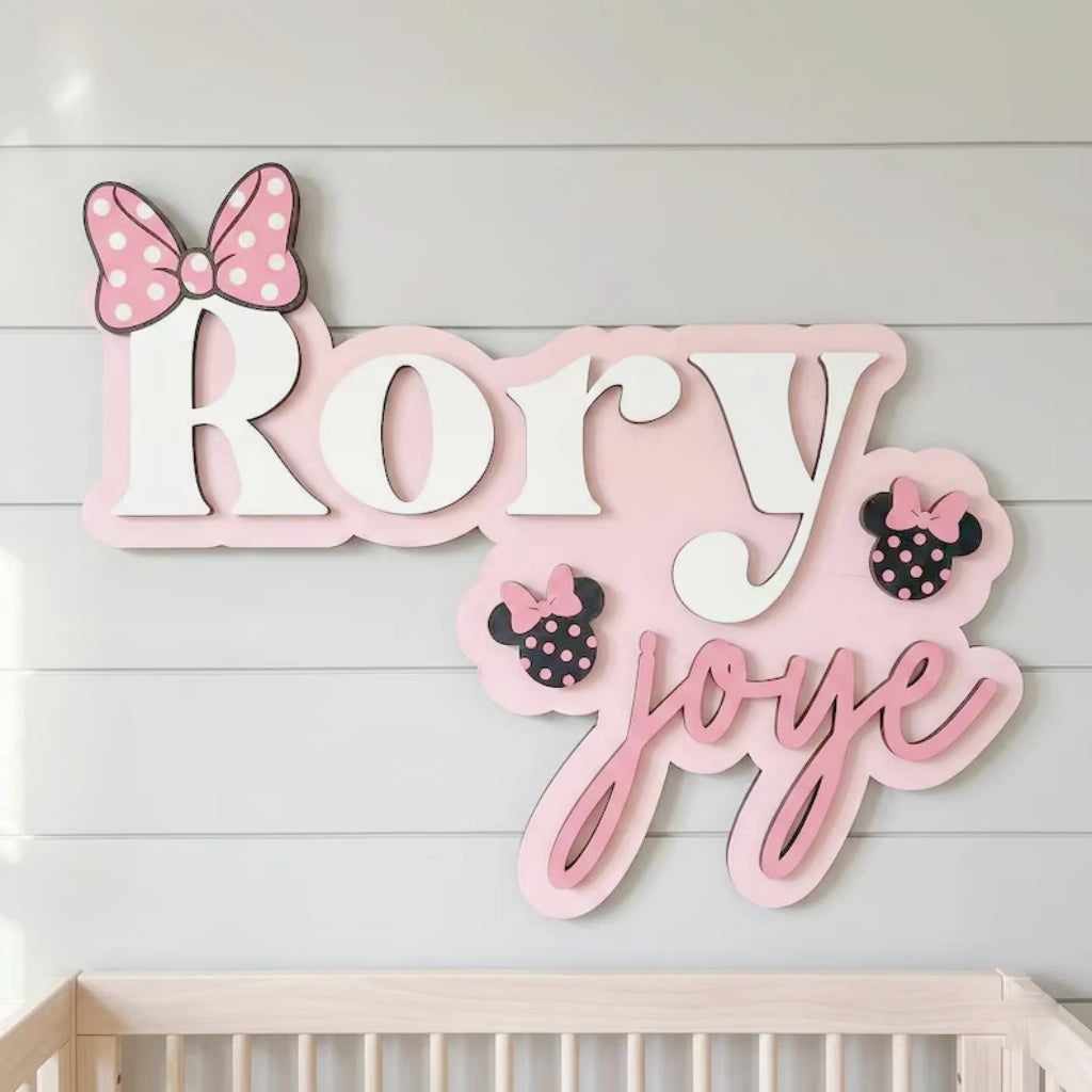 Minnie Bow Baby Girl Name Sign