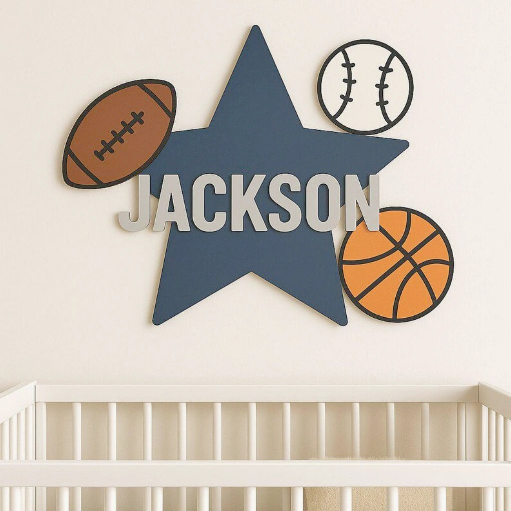 Sports Nursery Name Sign | Size Customizable