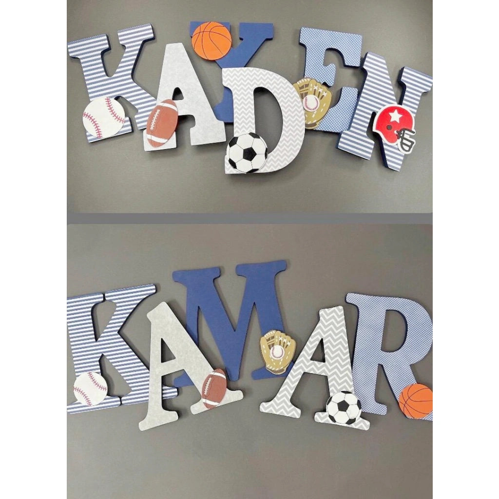 Nursery Letters Name Sign | Sports Themed Decor