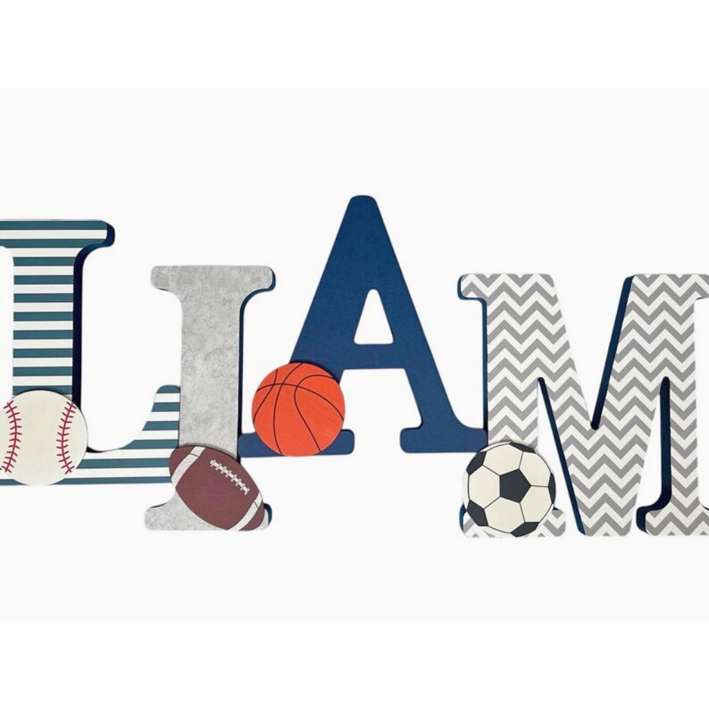 Nursery Letters Name Sign | Sports Themed Decor