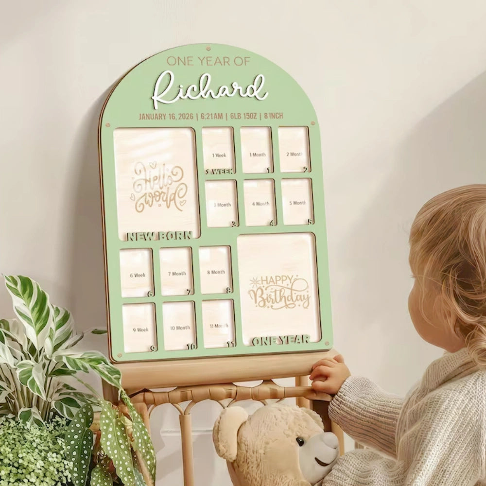 Baby First Year Photo Frame with Birth Details