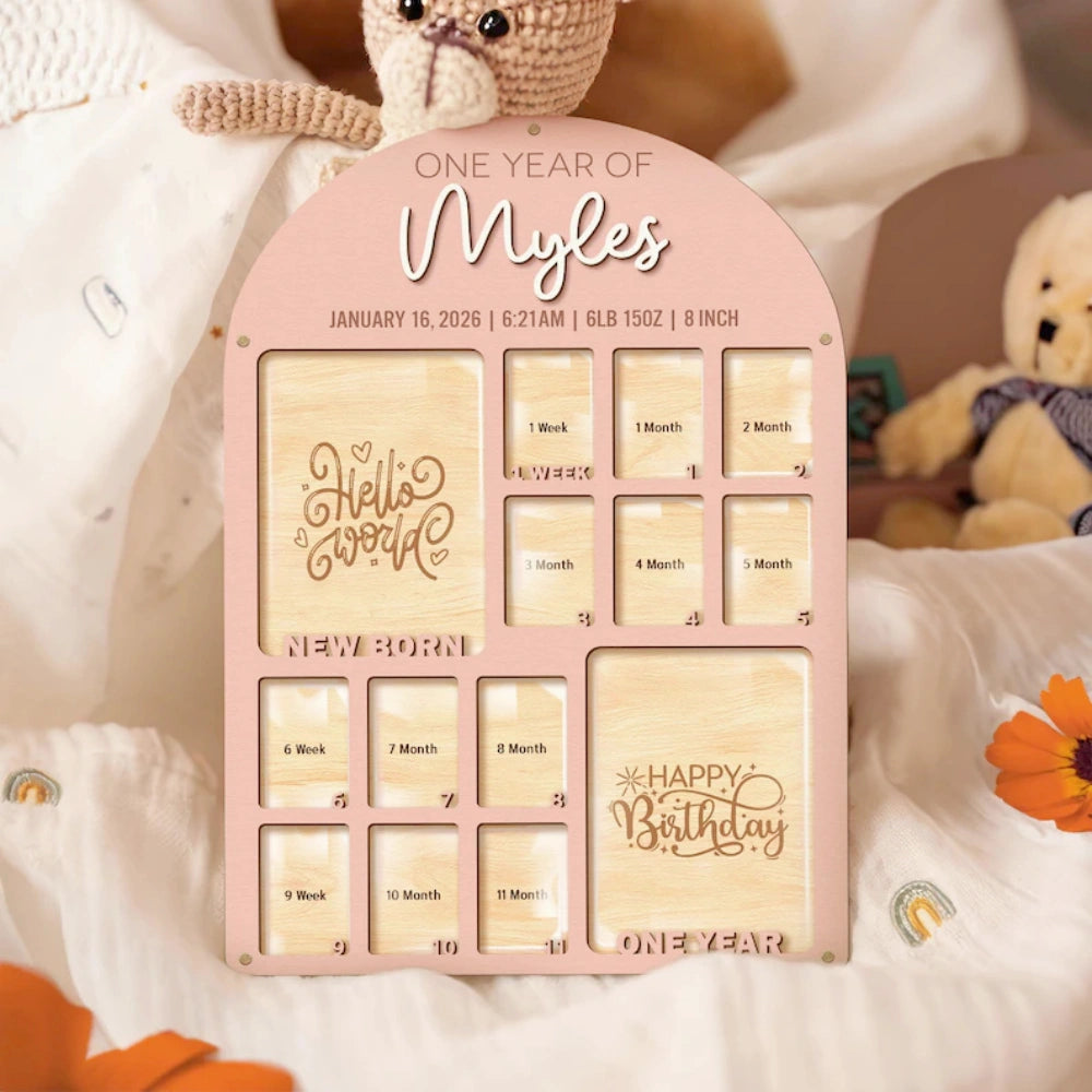 Baby First Year Photo Frame with Birth Details