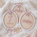 Pink Bow Birth Announcement Signs & Monthly Milestone Signs