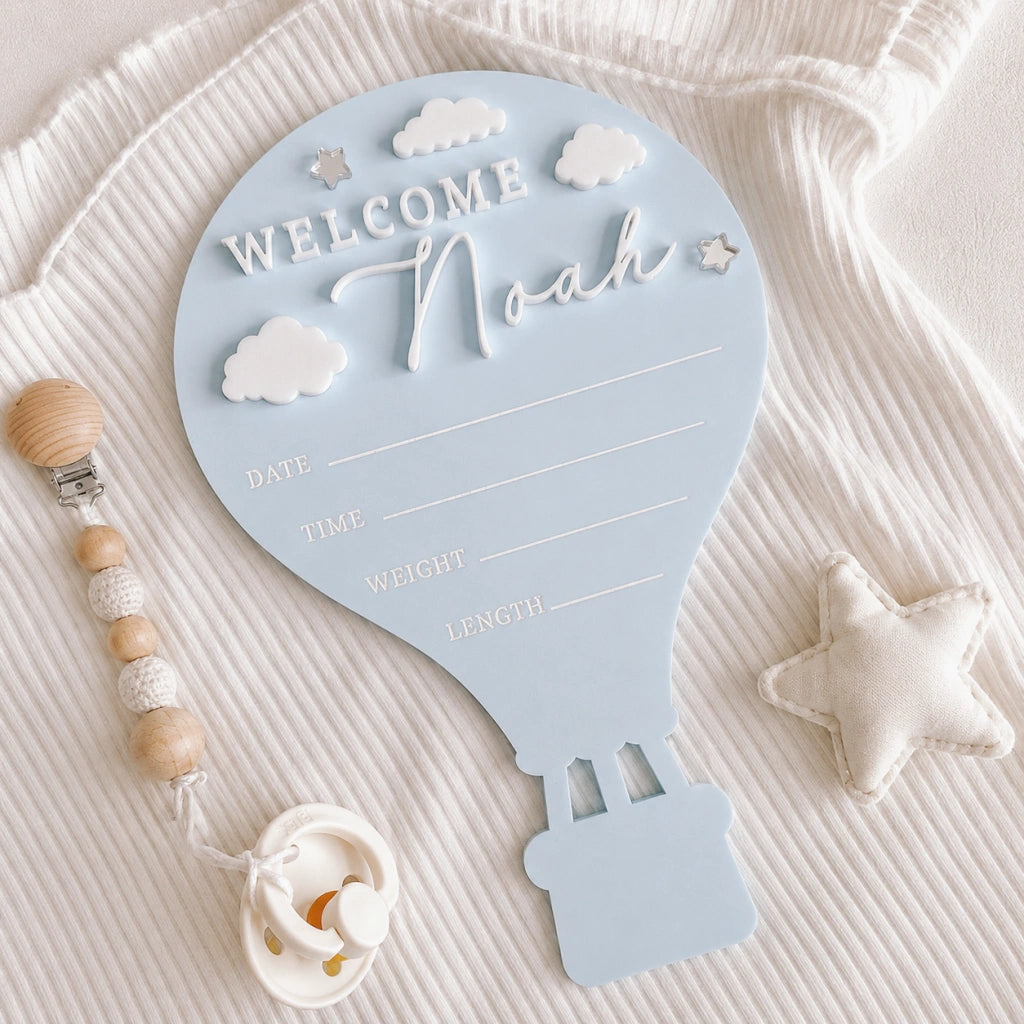 Hot Air Balloon Birth Announcement Sign