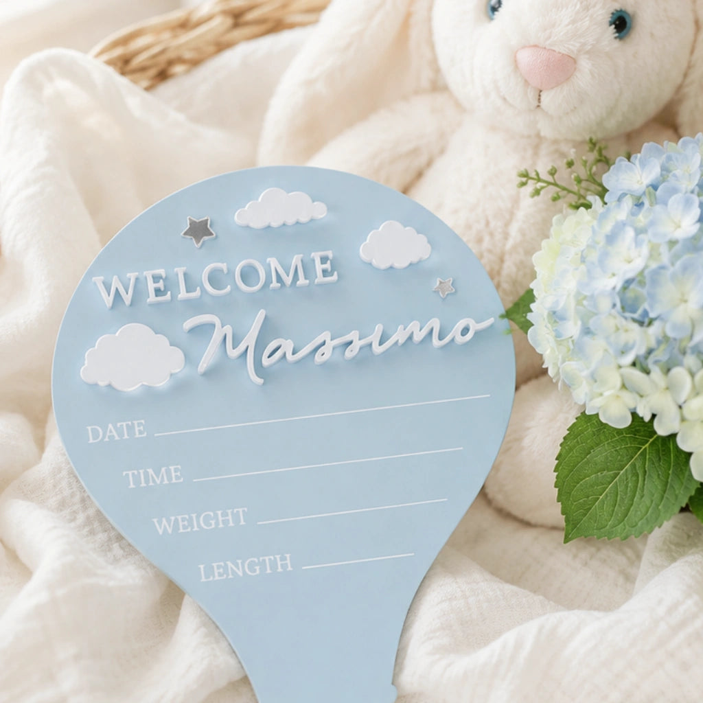 Hot Air Balloon Birth Announcement Sign
