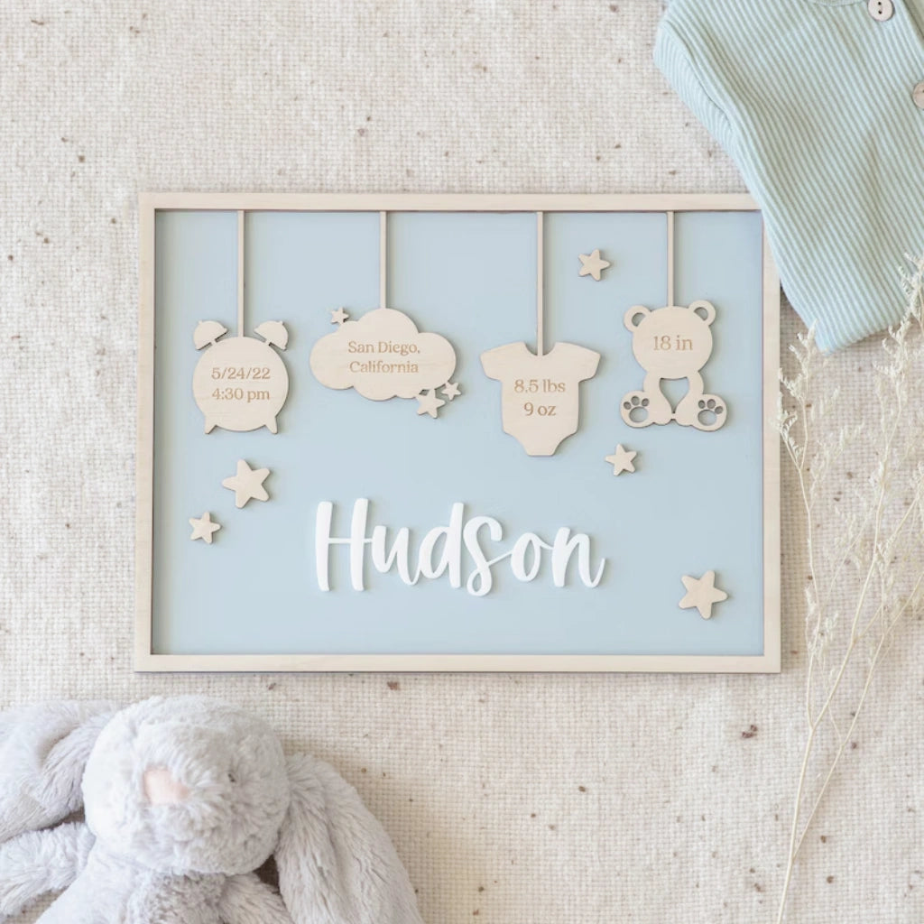 Birth Announcement Frame Sign | Newborn Gift