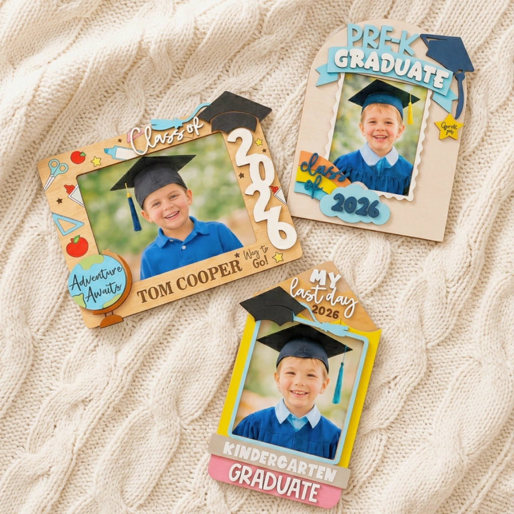 Kids Graduation Landscape Frame | Adventure Awaits Globe Design
