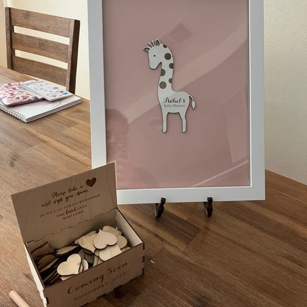 Giraffe Baby Shower Drop Box with Wood Chest