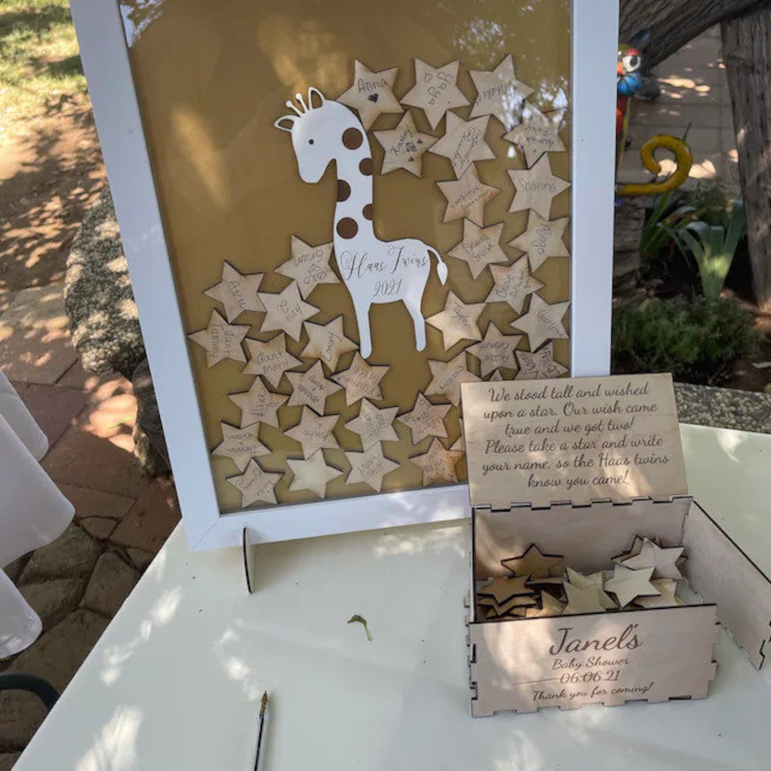 Giraffe Baby Shower Drop Box with Wood Chest