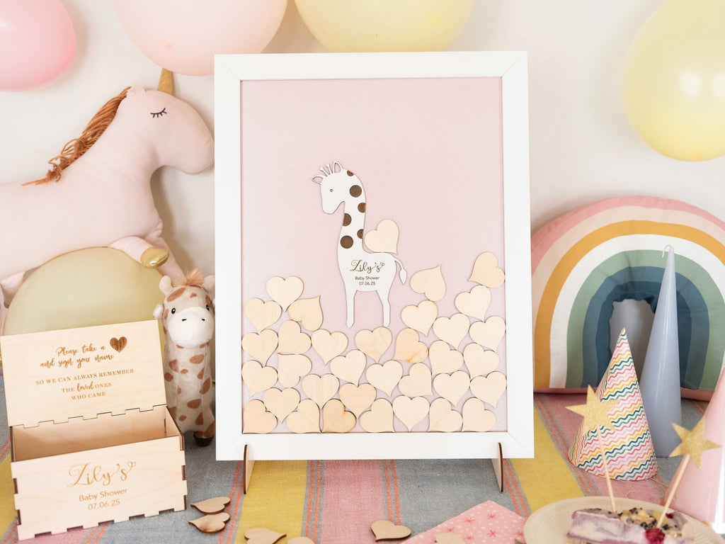 Giraffe Baby Shower Drop Box with Wood Chest