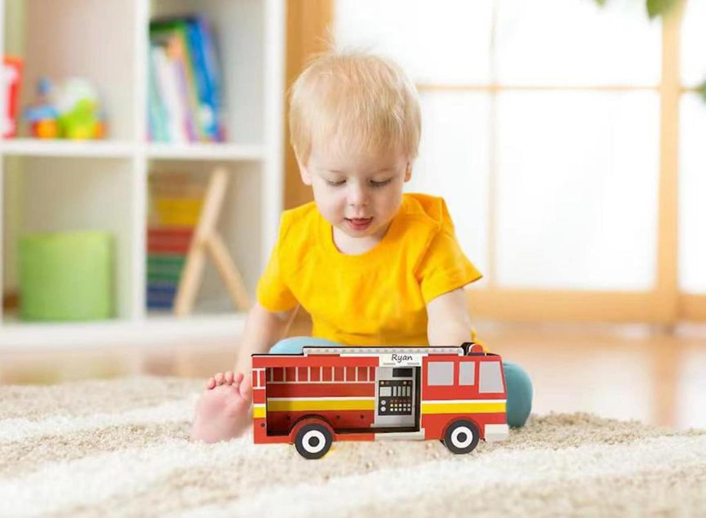 Fire Truck Wooden Piggy Bank | Customizable
