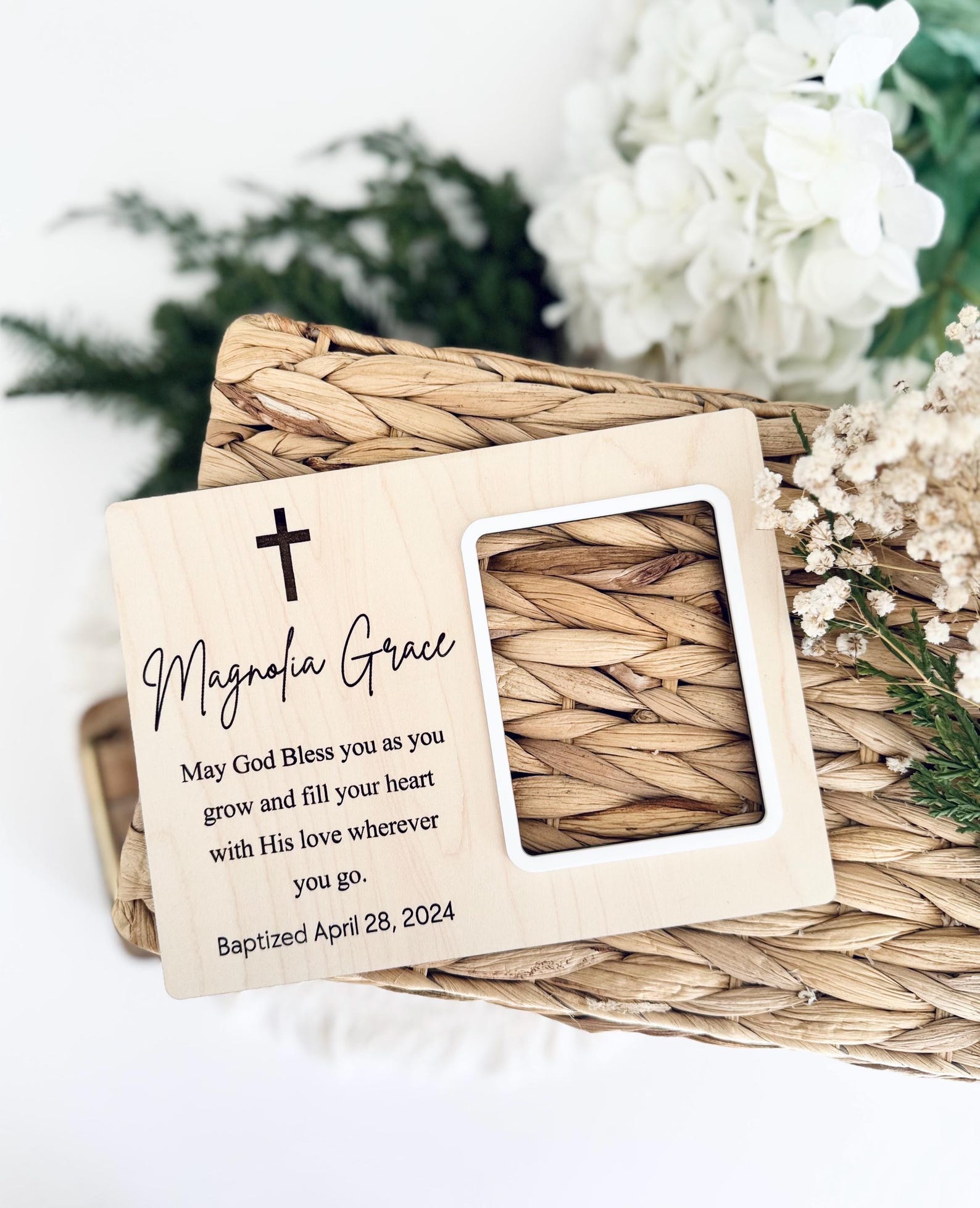 Wooden Baptism Picture Frame | Personalized