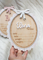 Pink Bow Birth Announcement Signs & Monthly Milestone Signs