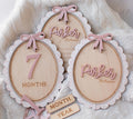 Pink Bow Birth Announcement Signs & Monthly Milestone Signs
