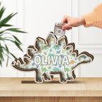 Personalized Stegosaurus Dino Piggy Bank