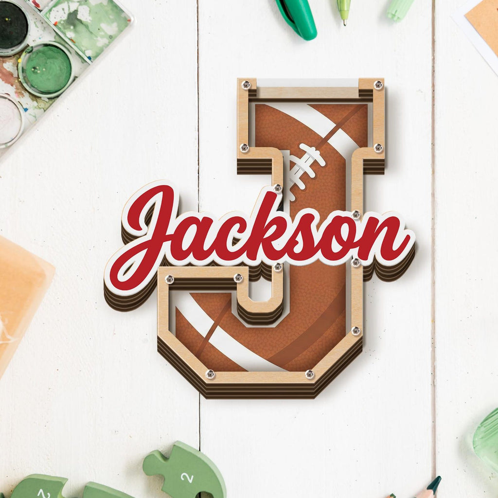 Custom Letter Piggy Bank | Football Themed