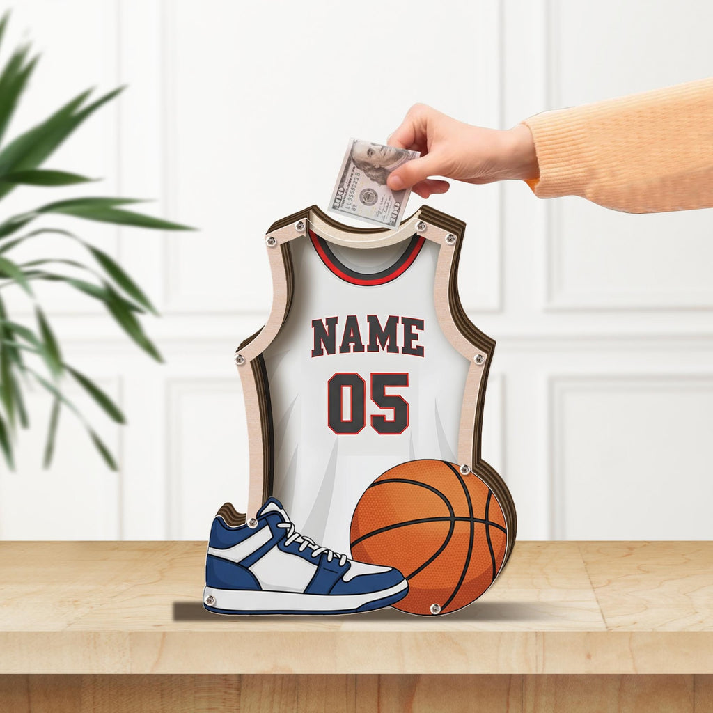 Custom Name Basketball Jersey Piggy Bank