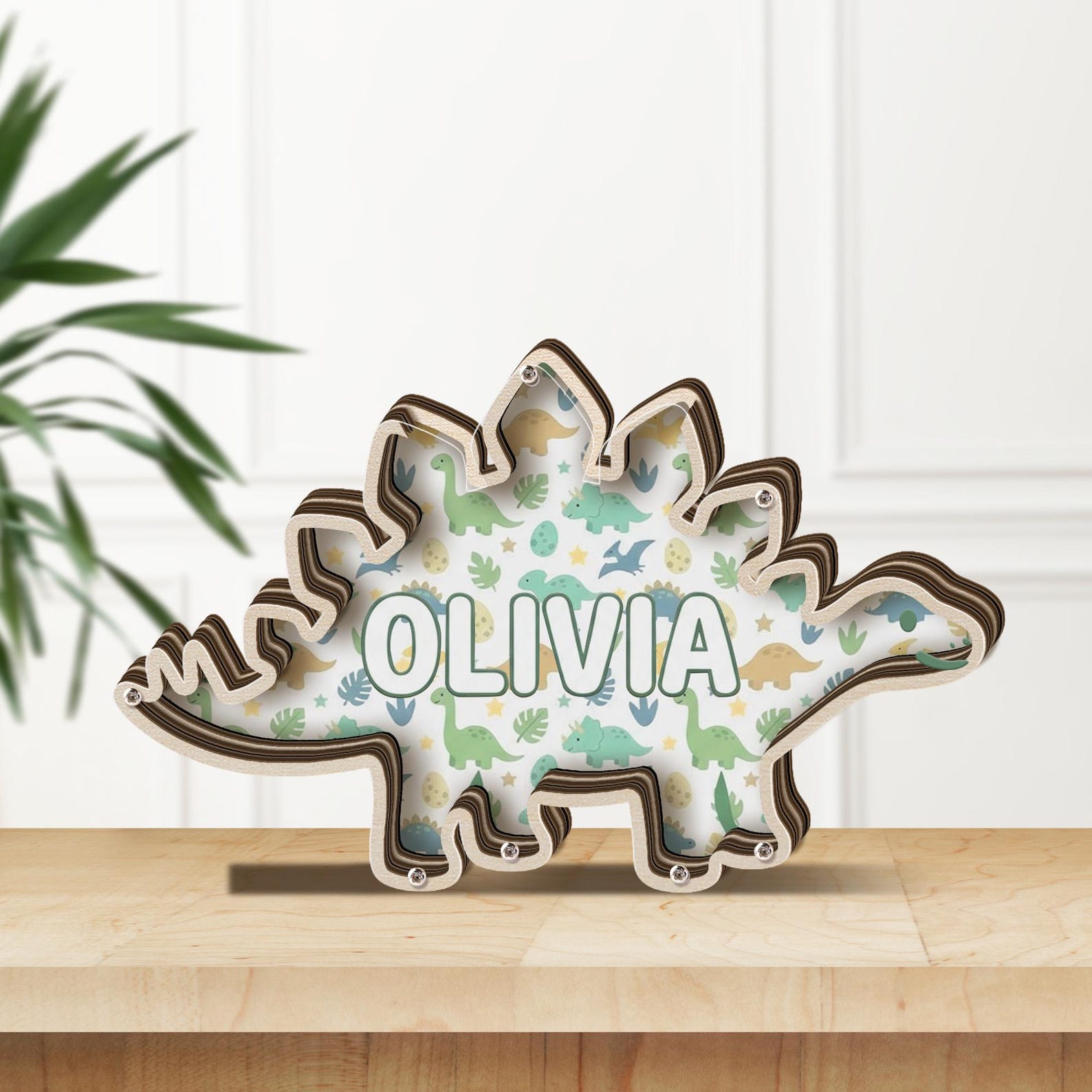 Personalized Stegosaurus Dino Piggy Bank