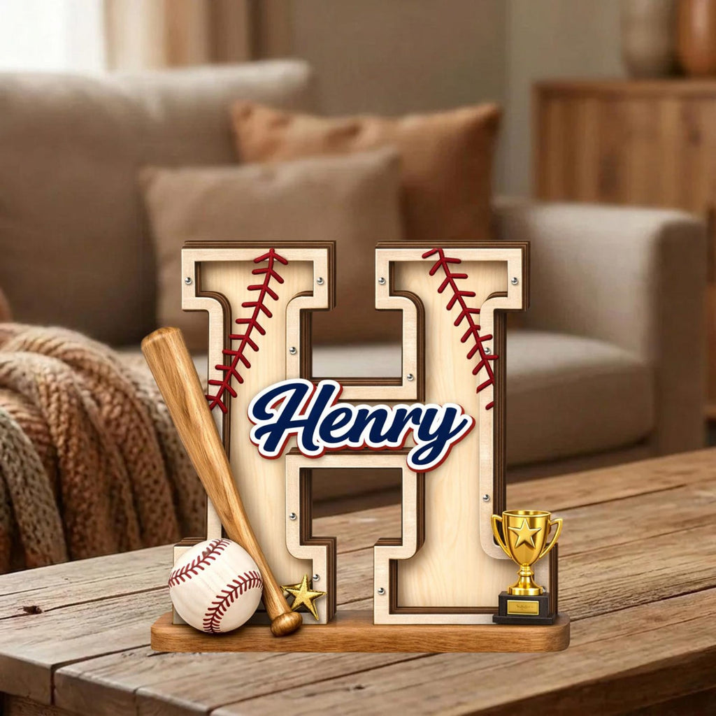 Custom Letter Piggy Bank | Baseball Themed