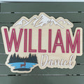 Natural Wood Nursery Name Sign | Mountain & Lake