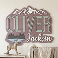 Walnut Wood Nursery Name Sign | Mountain & Lake