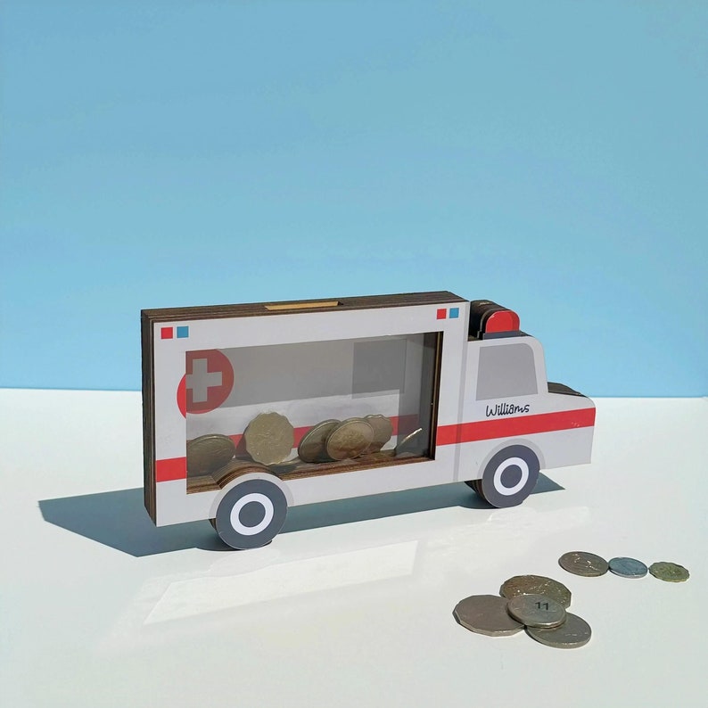 Ambulance Bus Piggy Bank | Customizable