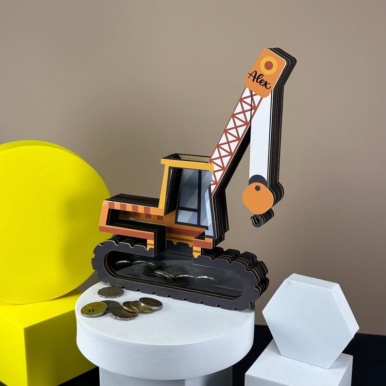 Tirelire en bois personnalisée en forme de grue