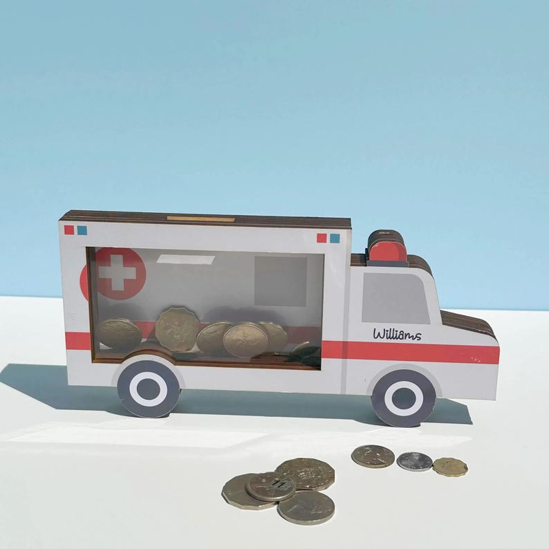 Ambulance Bus Piggy Bank | Customizable