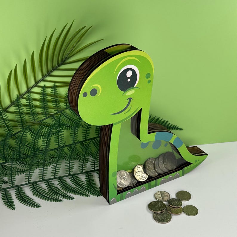 Tirelire dinosaure vert | Personnalisable